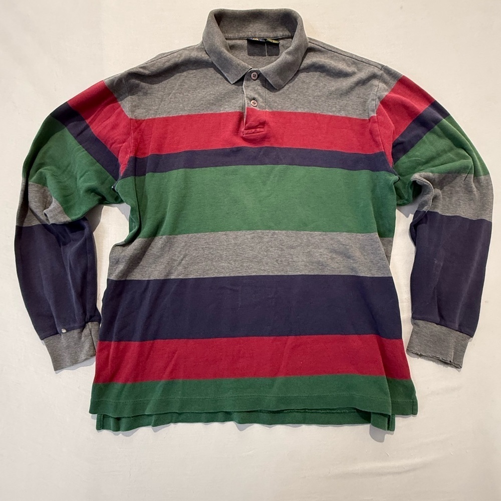 Vintage Club Room 90s Rugby Style Polo Long Sleeve 100% Cotton Grunge